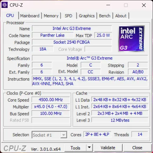 เจาะลึก Intel Arc G-Series เมื่อ Intel สร้างซีพียูสำหรับเครื่องเล่นเกมพกพาเป็นครั้งแรก 9 CPU Z Arc G3 01