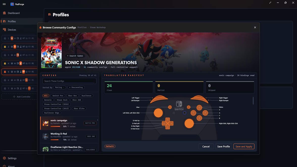 PadForge steam community layouts